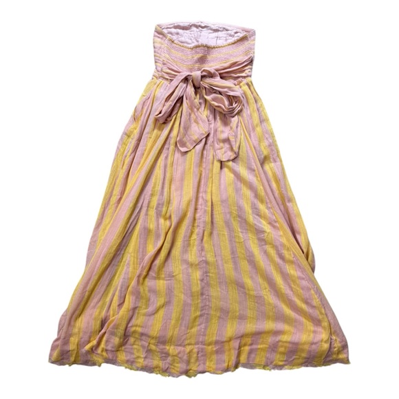 Free People Stripe Me Up Cotton Strapless Midi Dress size S - Picture 7 of 16